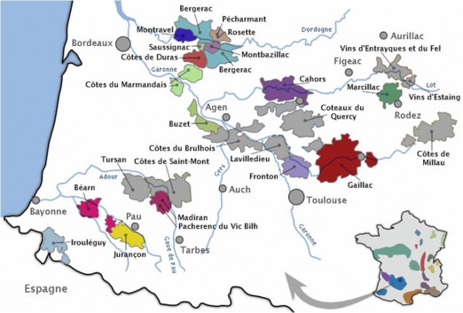 Cahors vineyard map
