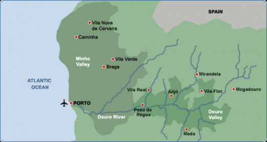 Douro port wine region map