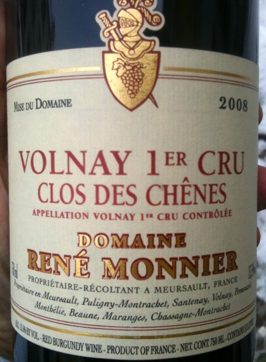 René Monnier Volnay Premier Cru Clos des Chênes 2008