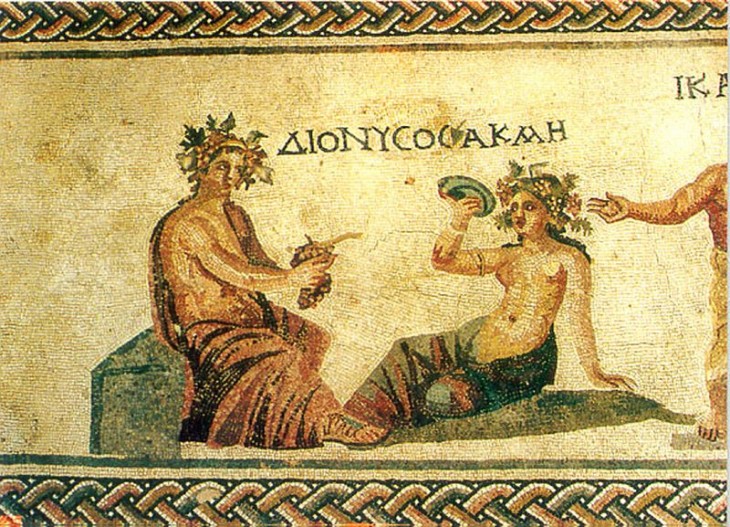 Hellenistyczna mozaika przedstawiająca Dionizosa, odkryta w XX w. Pafos. © Wikipedia
