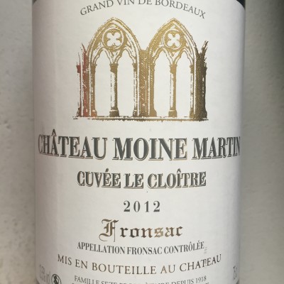 Château Moîne Martin Fronsac Cuvée Le Cloître 2012