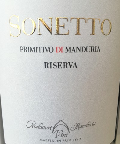 Produttori Vini Manduria Primitivo di Manduria Riserva Sonetto